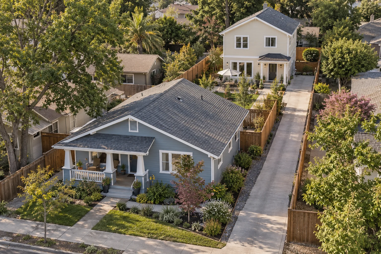 House with a backyard unit seen from above