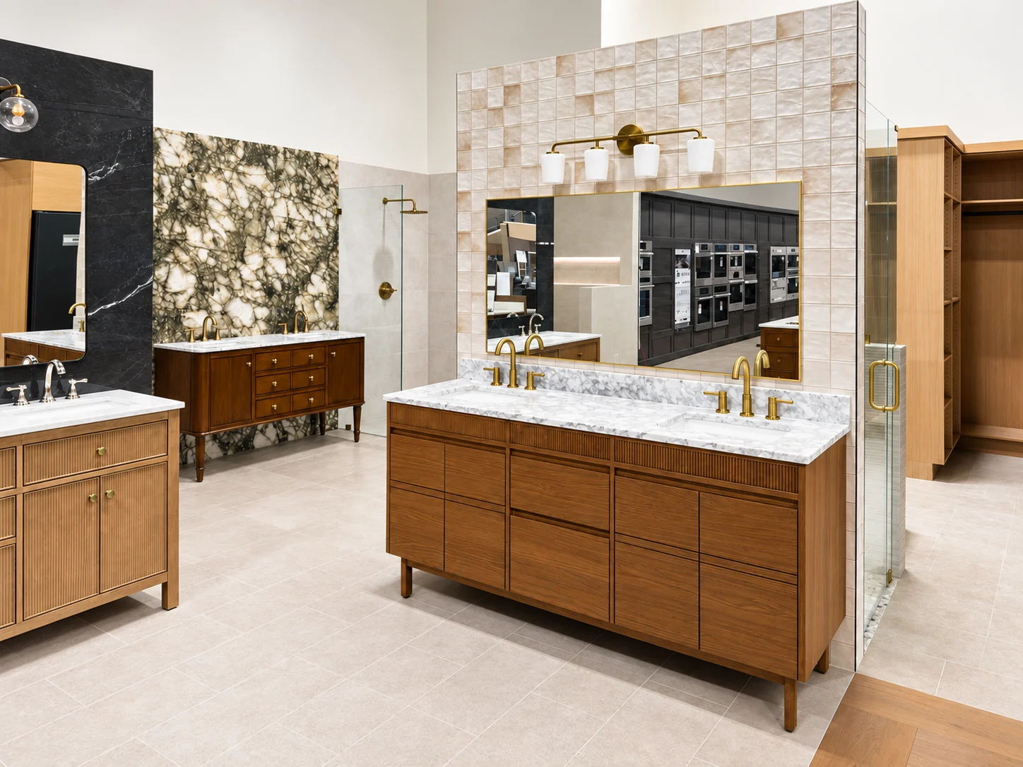 Vanity display and bathroom finishes