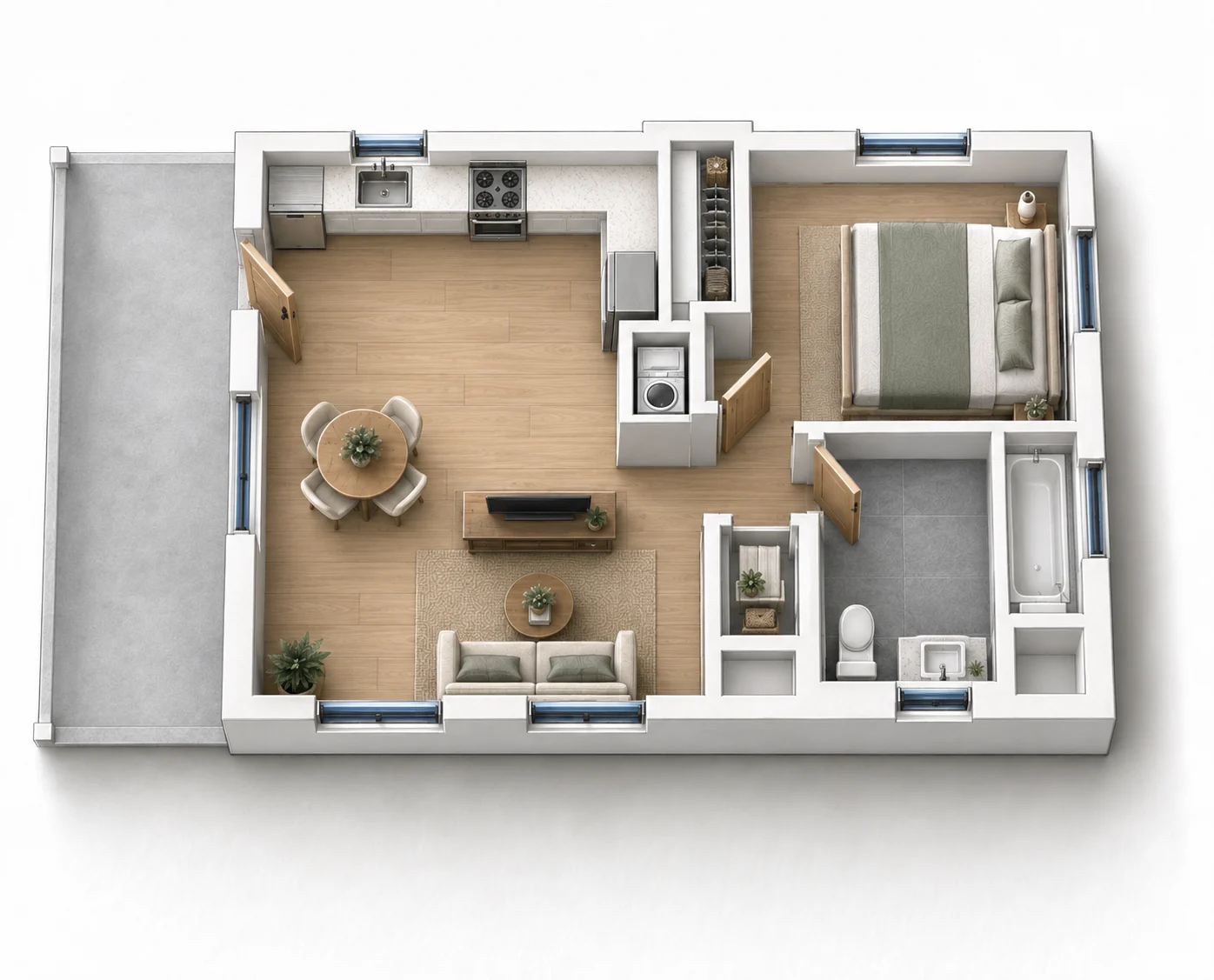Permit-Ready ADU – 496 sq ft 3D floor plan