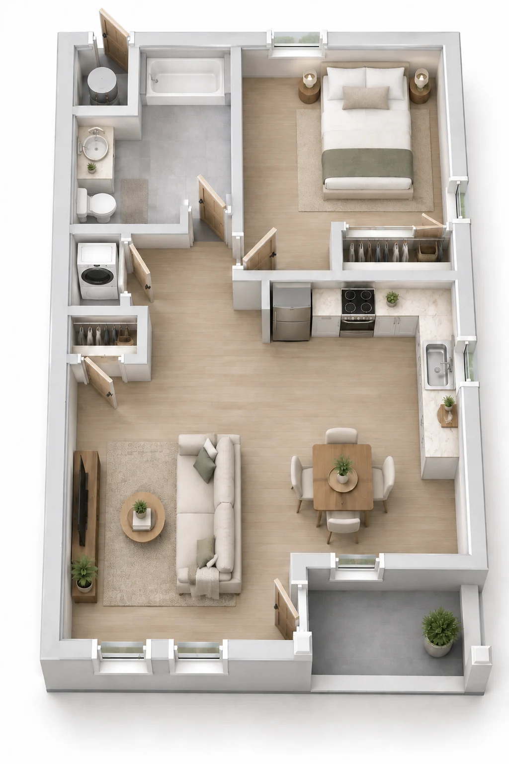 Shelf Ready One Bedroom 3D floor plan