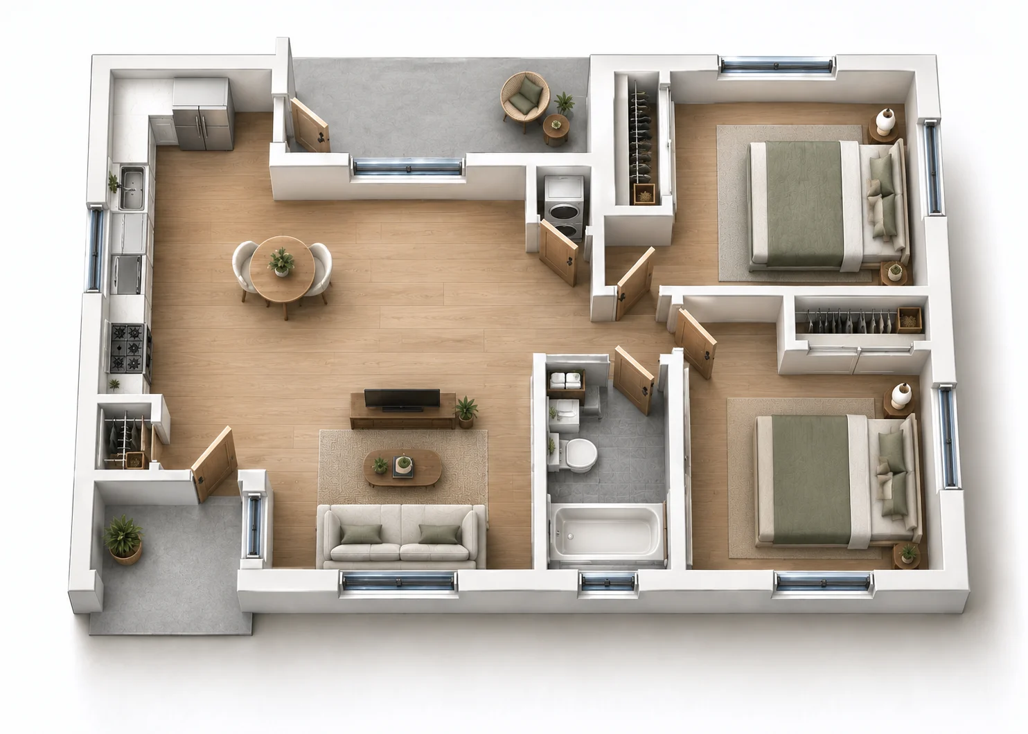 Permit-Ready ADU – 749 sq ft 3D floor plan