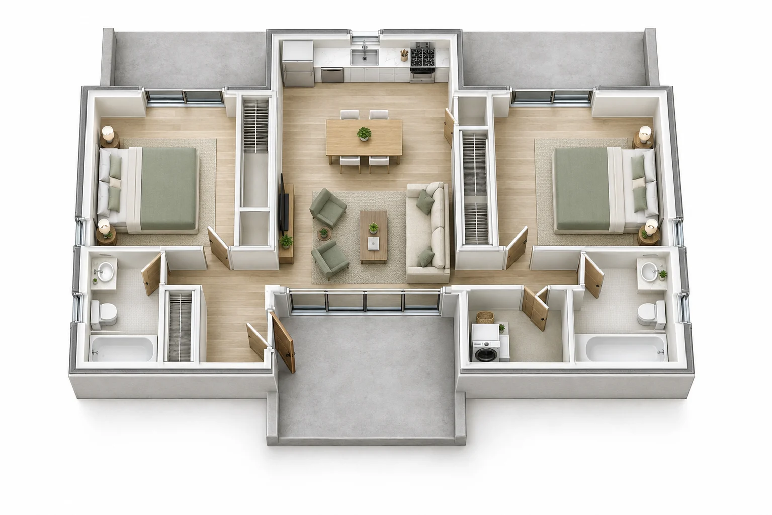 ADU Plan 4 – 750 sqft 3D floor plan
