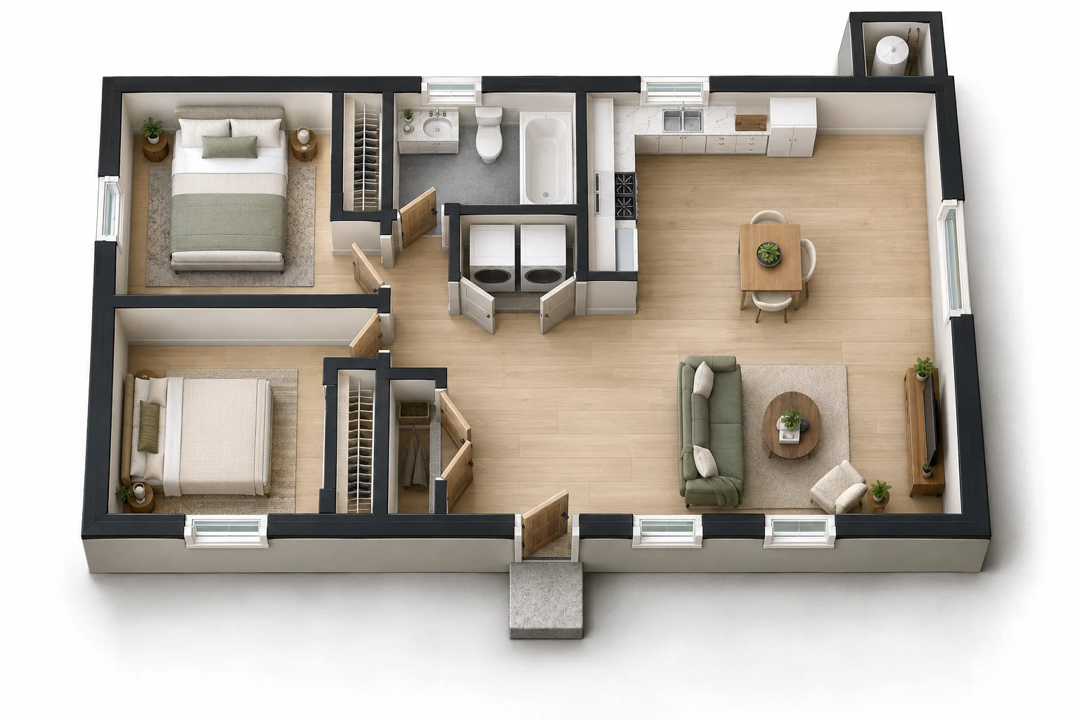 Lodi Two Bedroom (775 sq ft) 3D floor plan