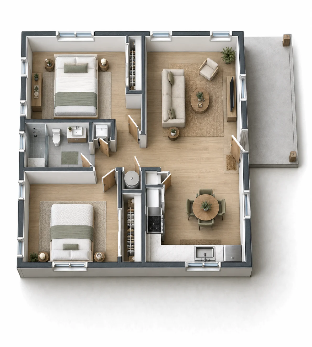 Model B – Redwood 3D floor plan