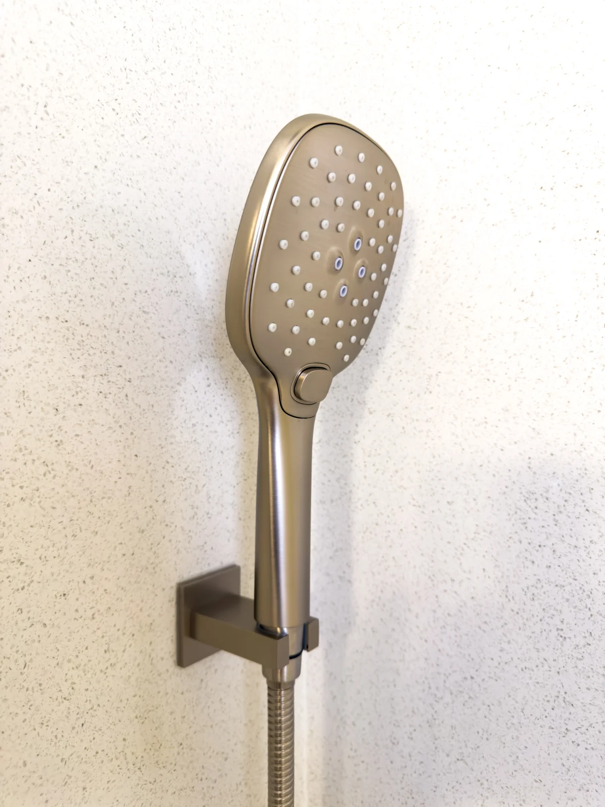 Brushed nickel handheld shower head