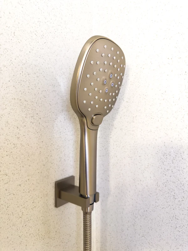 Brushed nickel handheld shower head