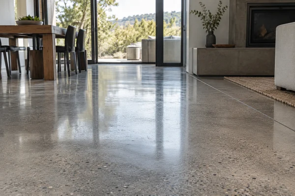 Close view of a polished concrete floor