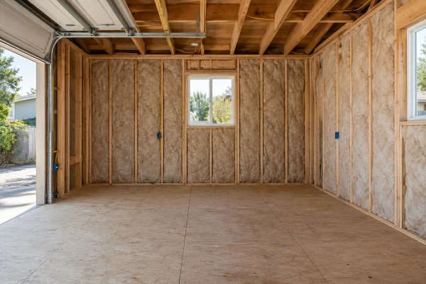 Garage walls insulated and a new subfloor laid