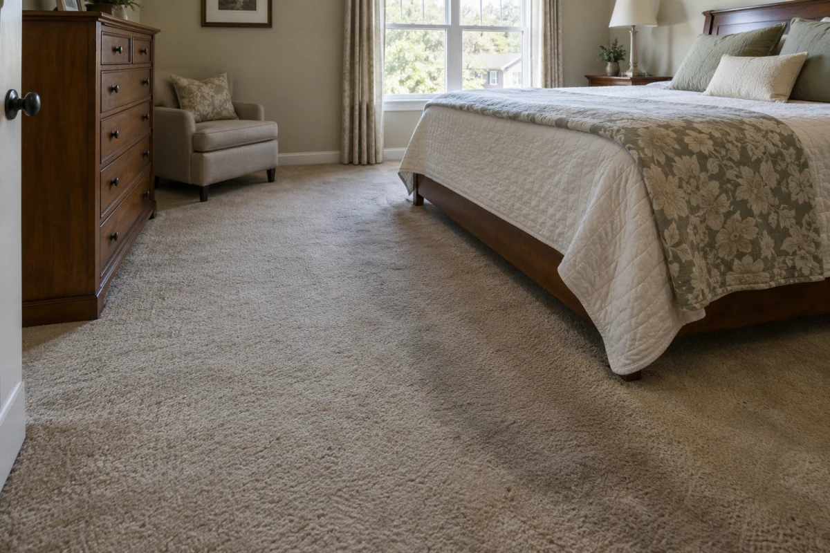 Bedroom with beige wall-to-wall carpet