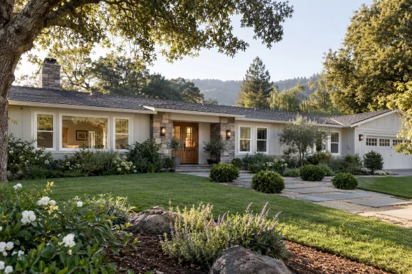 Single-story house with matching white-framed windows