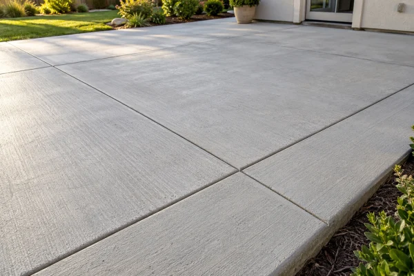 Straight control joints in a finished concrete patio