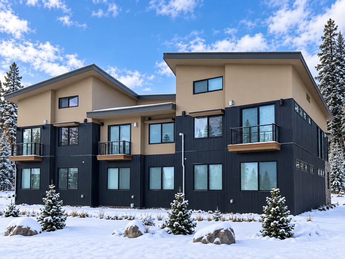 Solid-built fourplex in Kirkwood, CA - two-storey multi-family building with private balconies
