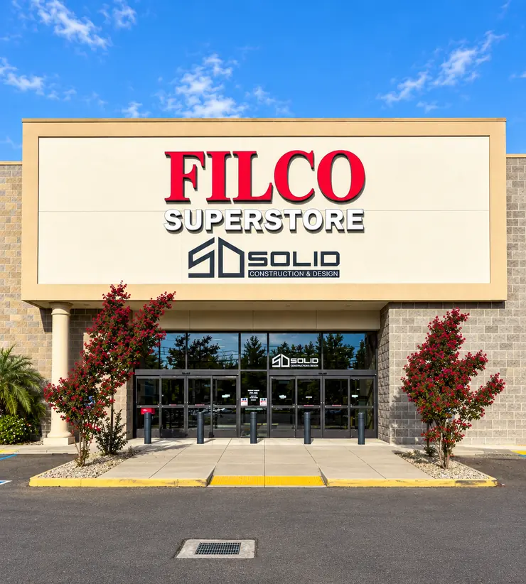 The Solid Construction & Design showroom storefront inside the Filco Superstore on Fulton Avenue in Sacramento