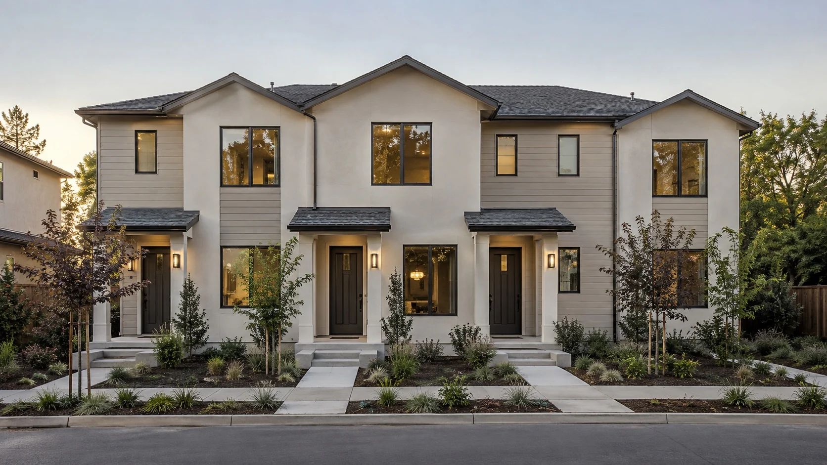 New American multi-family homes with separate entries